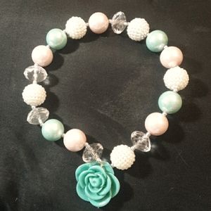Faux pearl and crystal flower choker